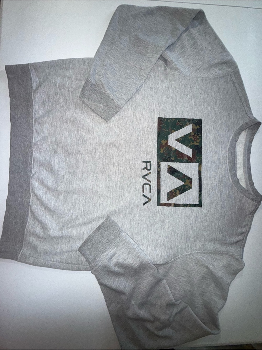 Men’s RVCA Gray Camo VA Logo Crewneck Sweatshirt Size Large - Picture 9 of 9